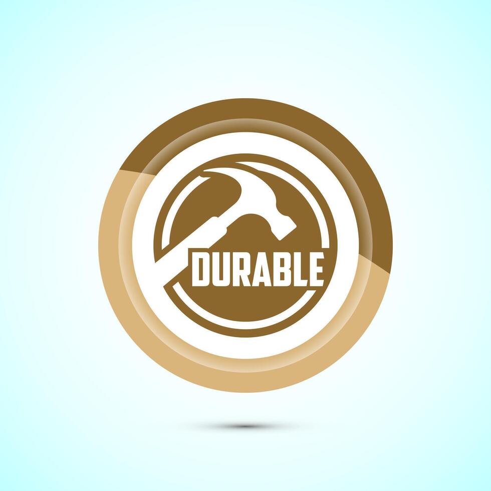 Durable icon design illustration, Durable logo badge for product design element. Gold Color Button Design vector