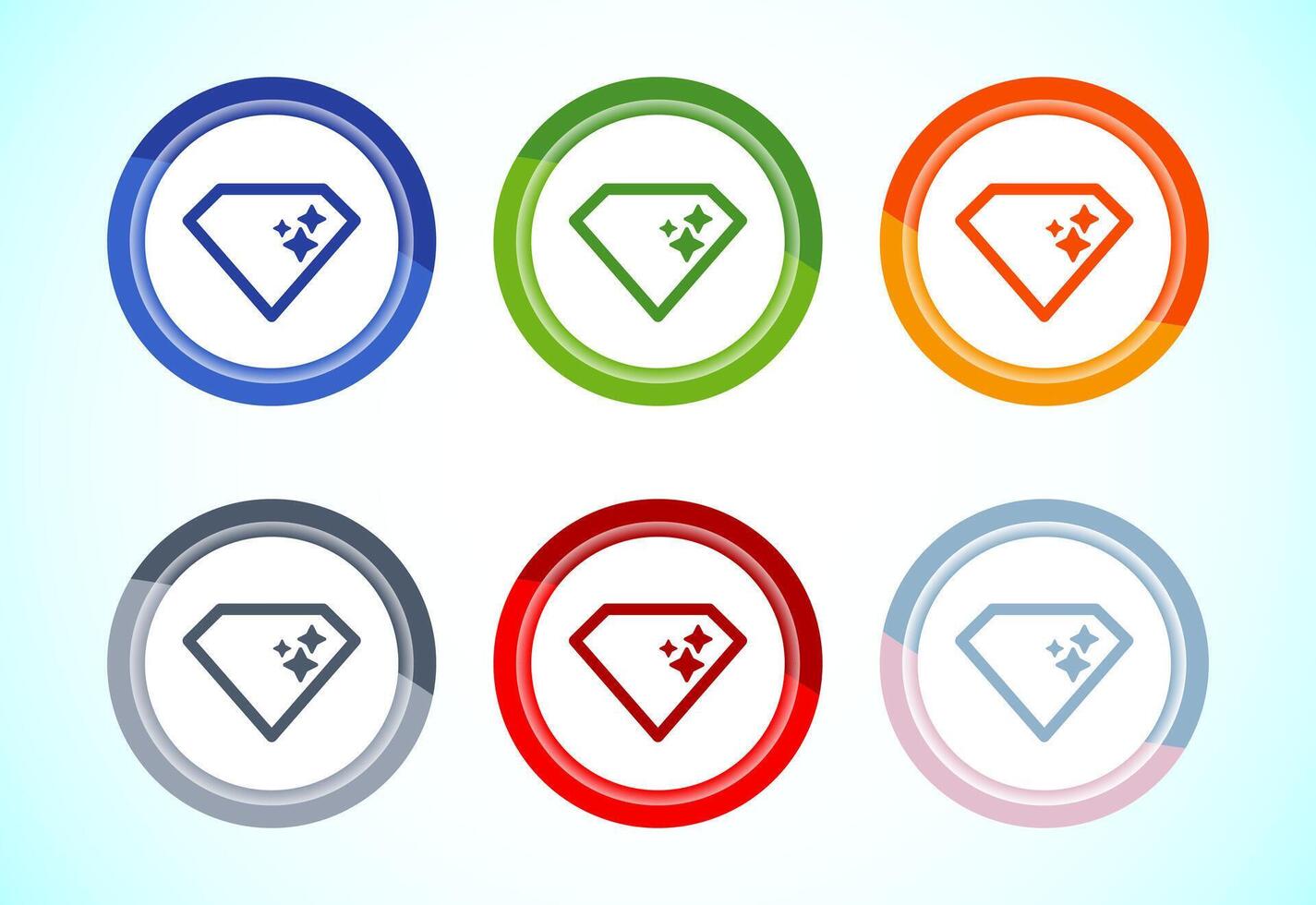 Diamond icon. Jewel and gem icon, 6 color button design set vector