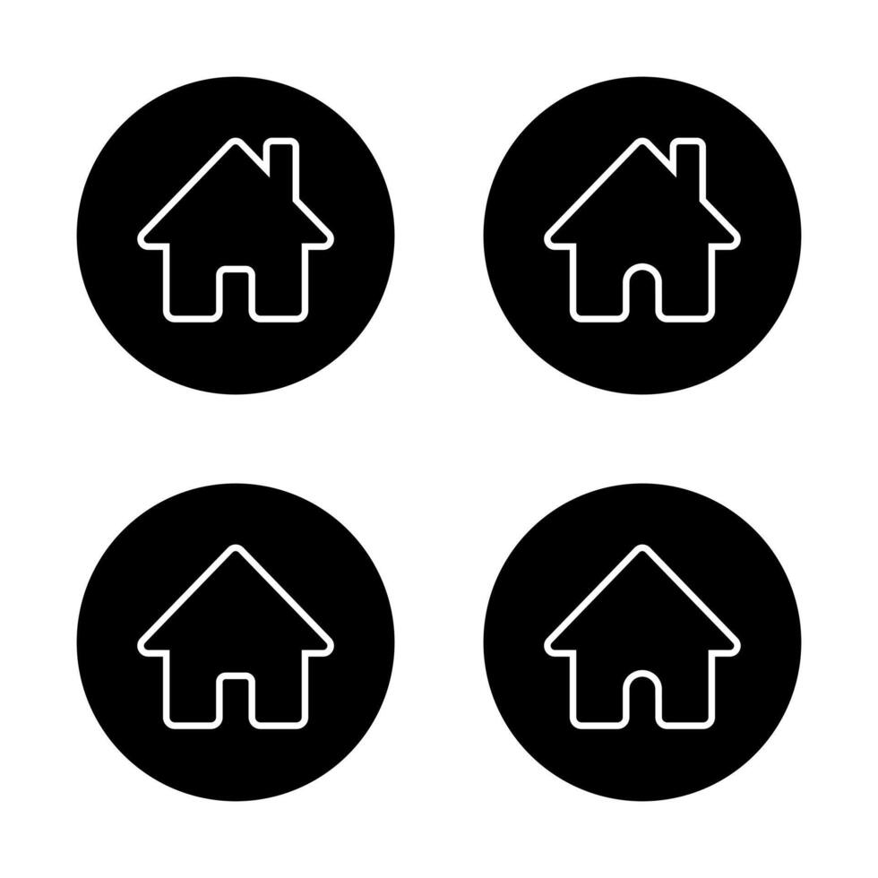 Homepage, home outline icon on black circle. Web house sign symbol vector