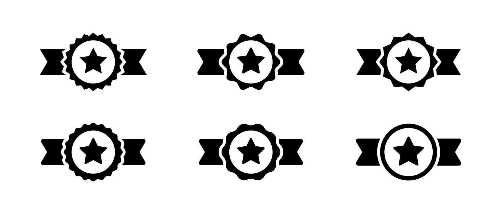 Winner medal with star icon set collection. Certificate rosette sign symbol vector