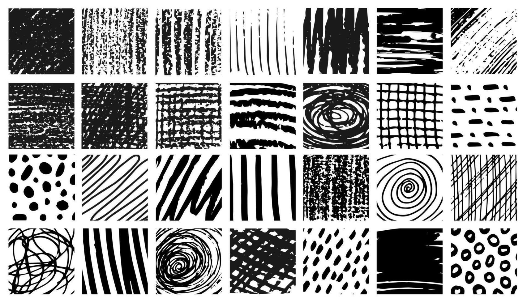 set of scribble hatch textures. Grunge scrawls, charcoal scribbles, scratches, underline, circles and hatching effect. Each doodle element is united and isolated. vector