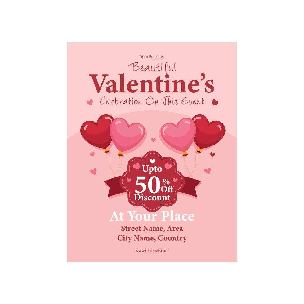 illustration of valentine's day sale flyer poster template design vector