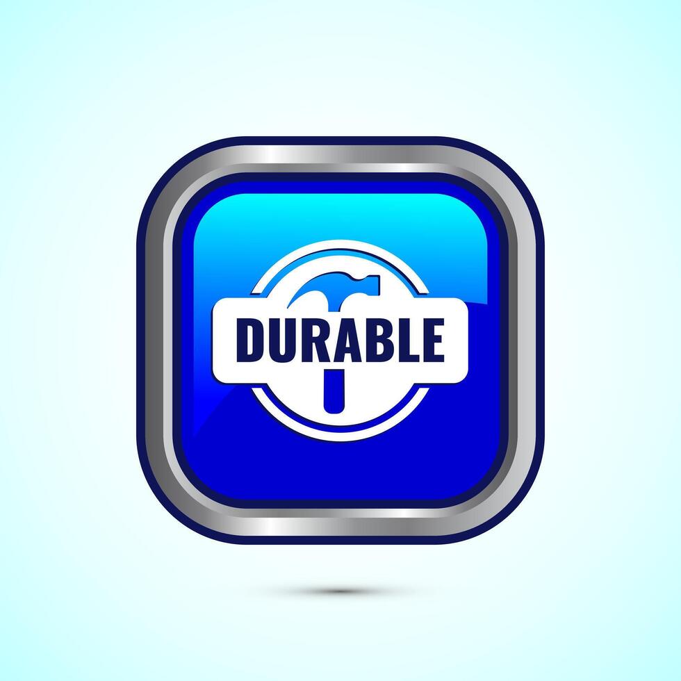 Durable icon design illustration, Durable logo badge for product design element. Blue Color Square Button Design vector