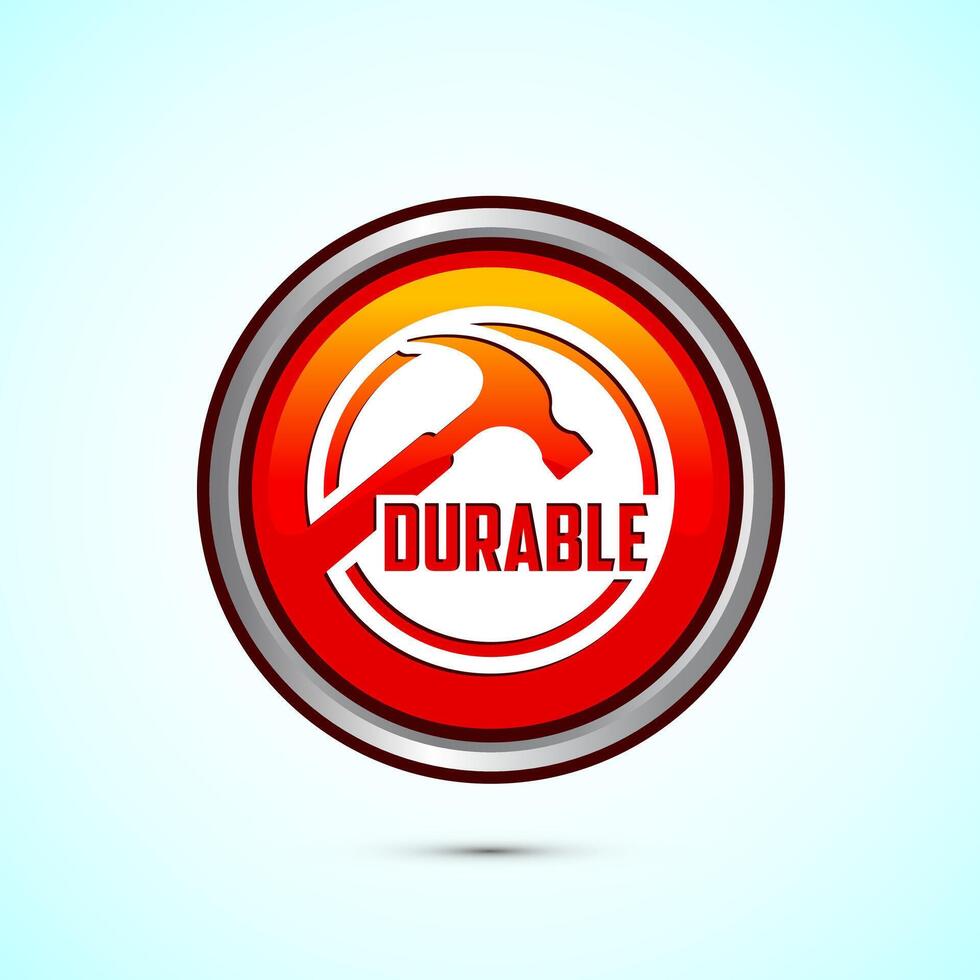 Durable icon design illustration, Durable logo badge for product design element. Orange Color Round Button Design vector