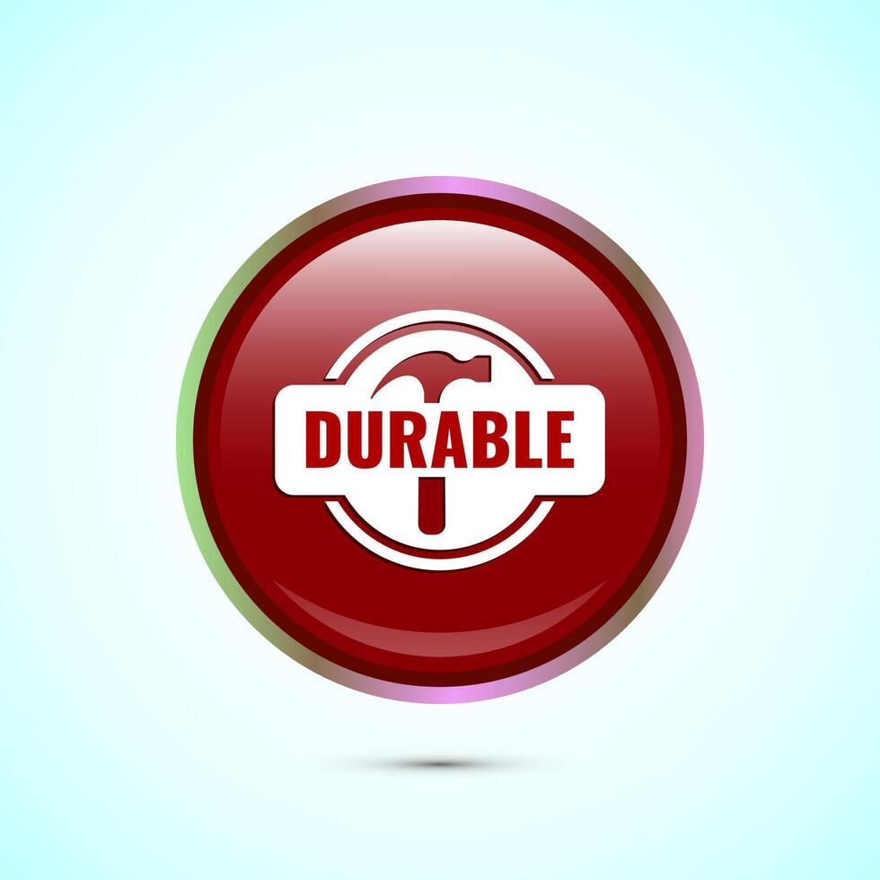 Durable icon design illustration, Durable logo badge for product design element. Red Color Round Button Design vector