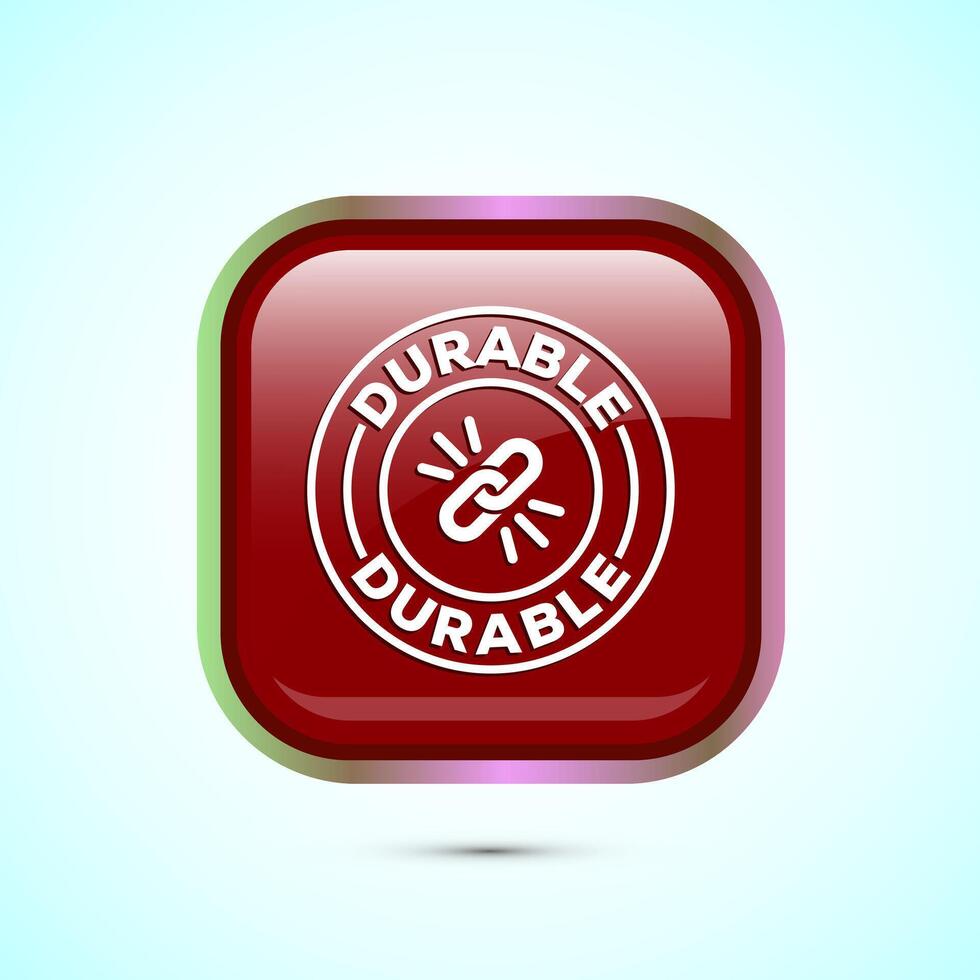 Durable icon design illustration, Durable logo badge for product design element. Red Color Square Button Design vector