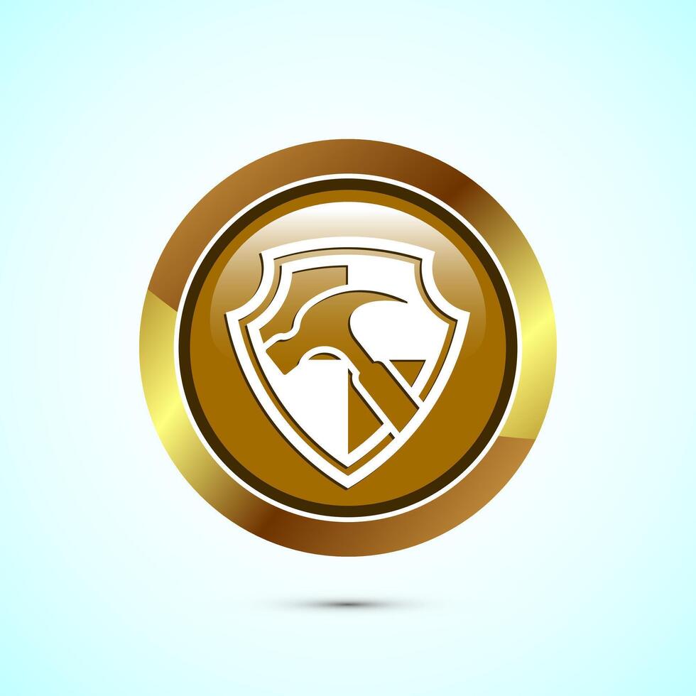 Durable icon design illustration, Durable logo badge for product design element. Gold Color Round Button Design vector