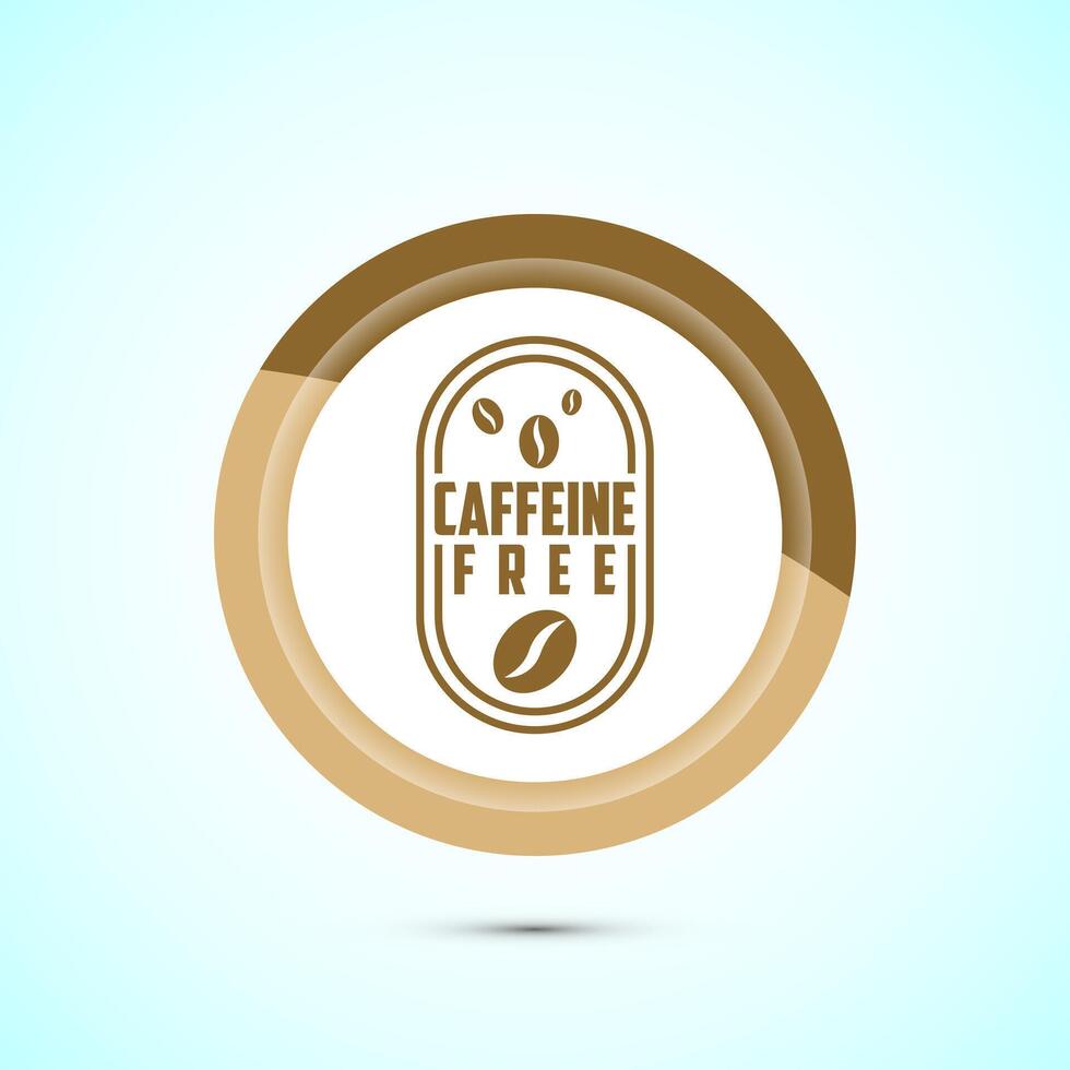 Caffeine free icon design illustration, No caffeine badge, sticker label design. Gold Color Button Design vector