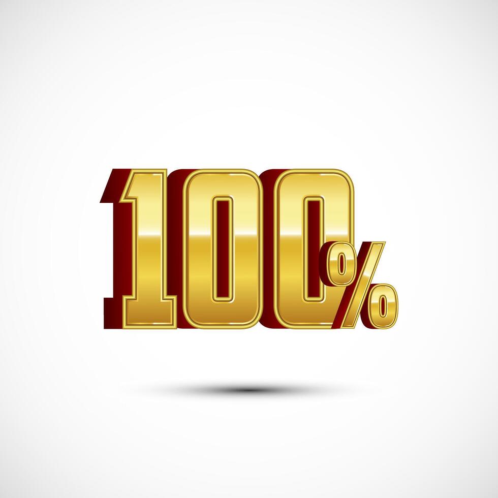 Gold color 100 Percent 3D icon design illustration vector