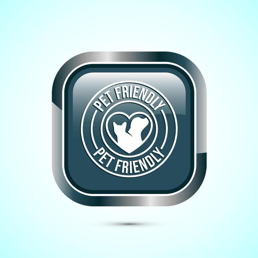 Pet friendly icon design illustration, Animal friendly label, badge, sign, symbol, Gray Color Square Button Design vector