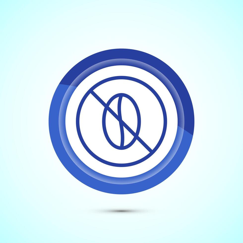 Caffeine free icon design illustration, No caffeine badge, sticker label design. Blue Color Button Design vector