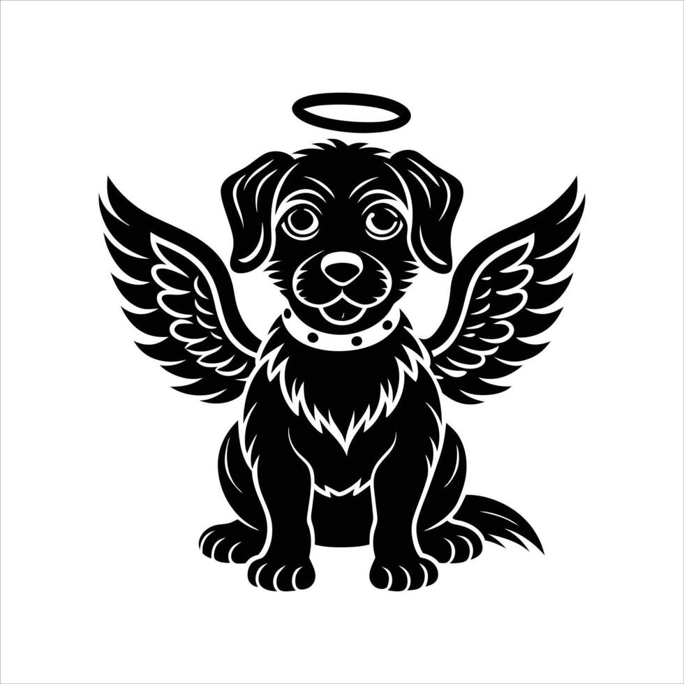 Papillion Angel Wings and Halo dog Design Svg vector