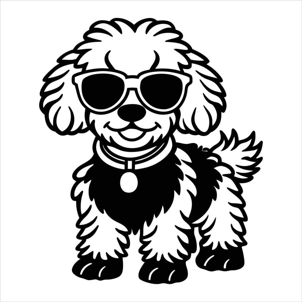 Bichon Frise Wearing Sunglasses Design vector