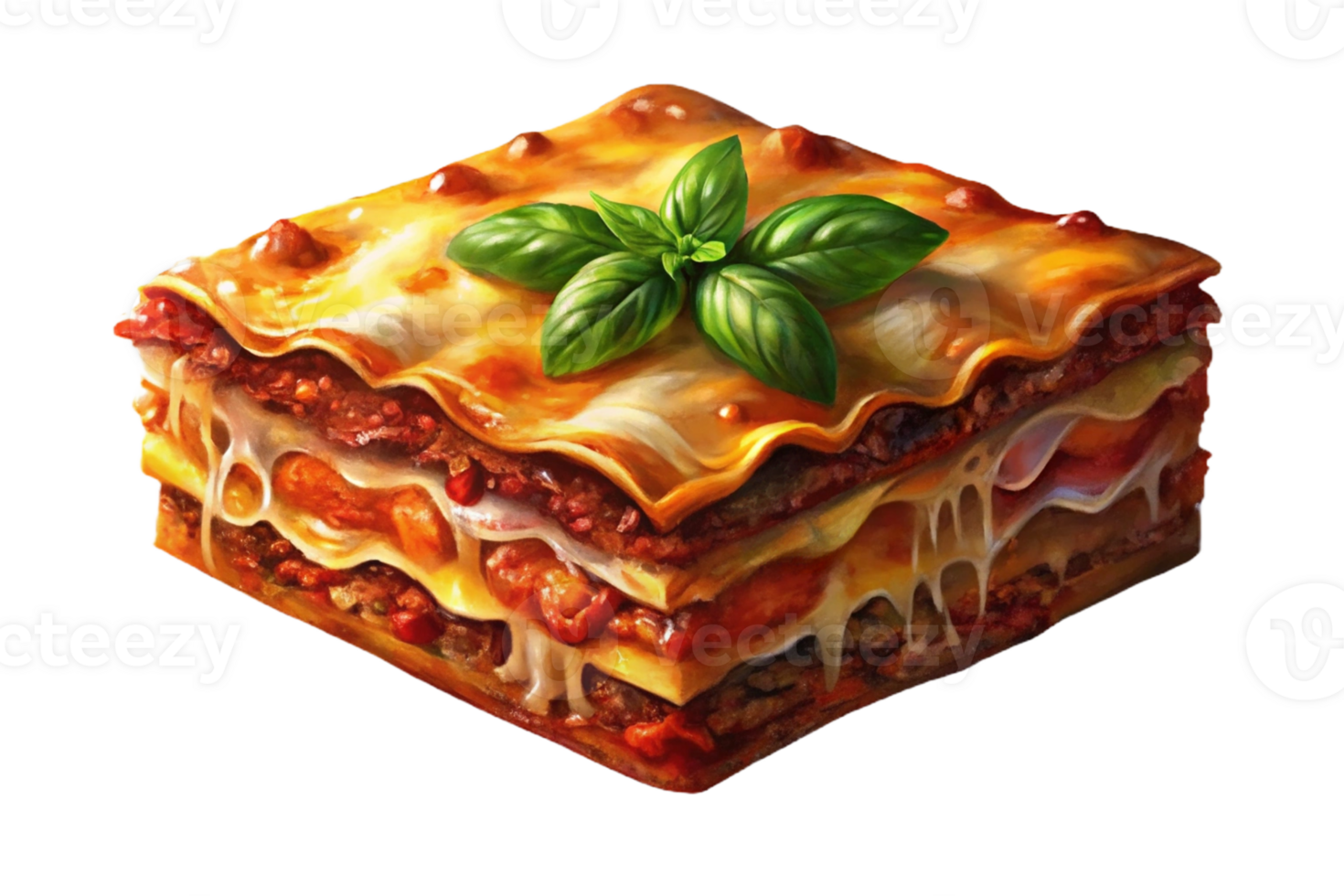 Italian lasagna with basil png