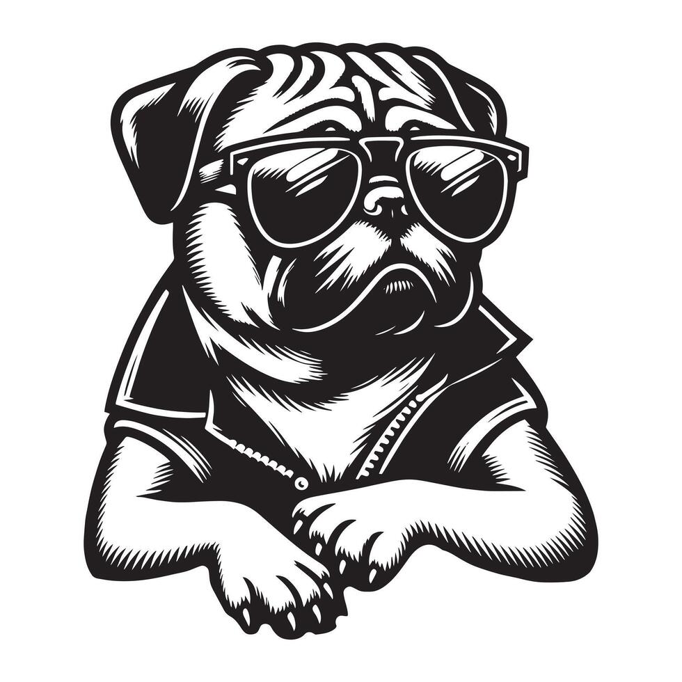 Pug Wearing Sunglasses vector