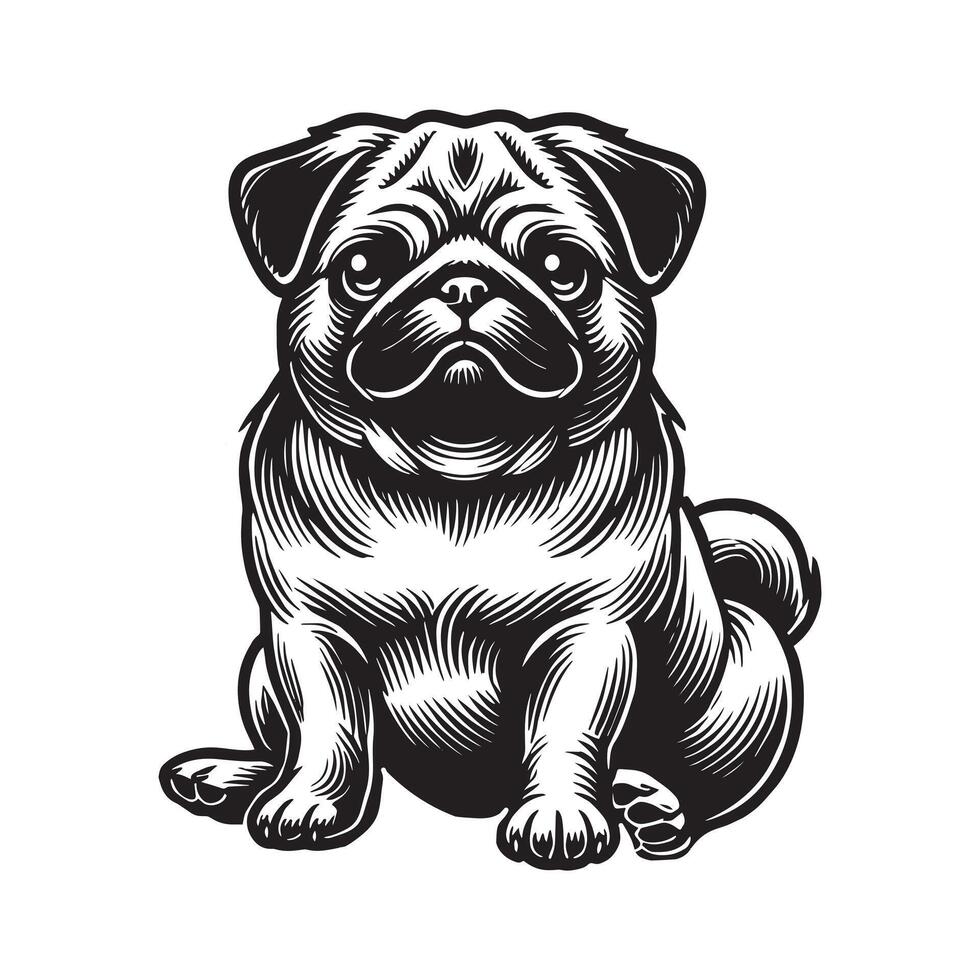 Pug Sitting dog Design vector