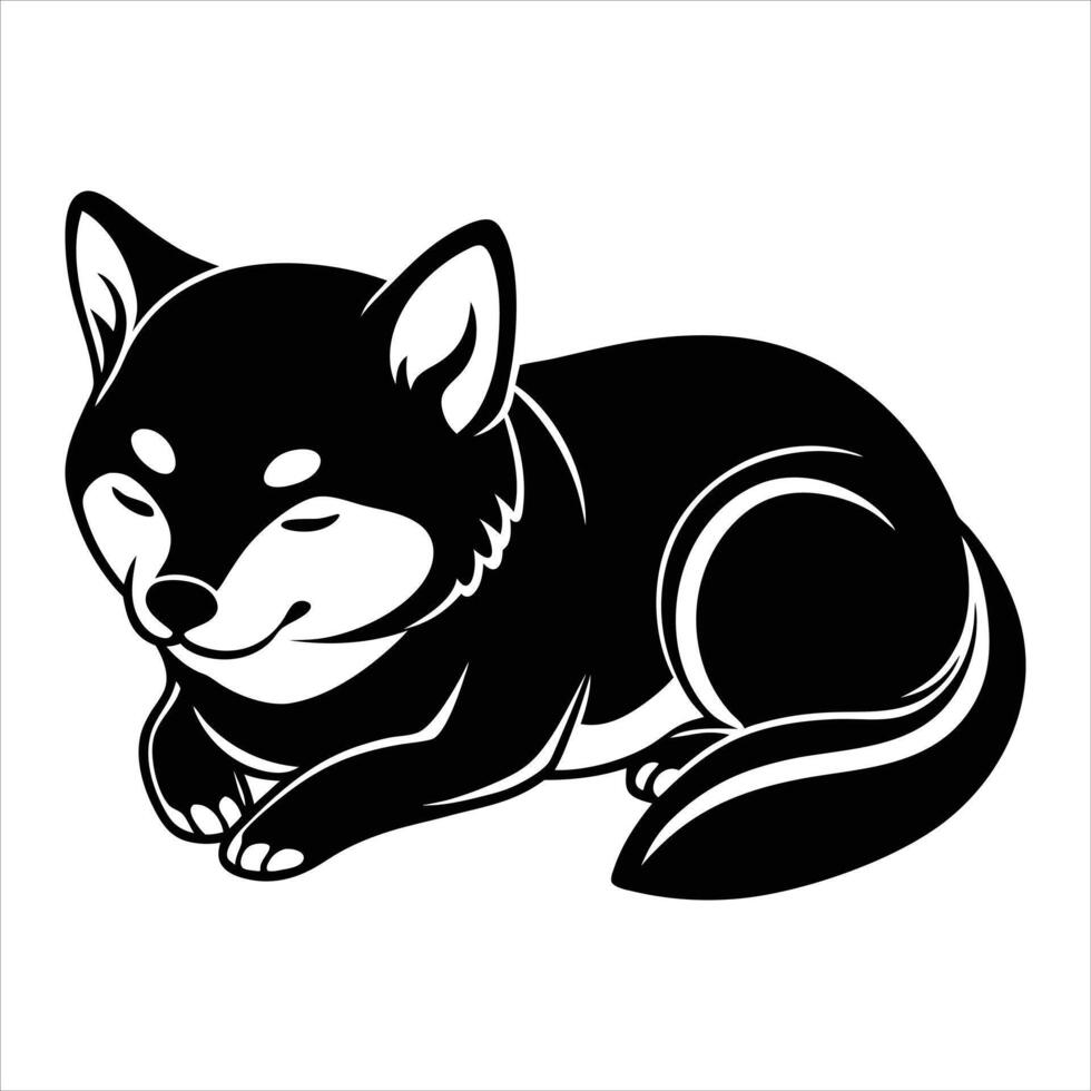 Puppy Dreams Shiba Inu in Deep Sleep vector