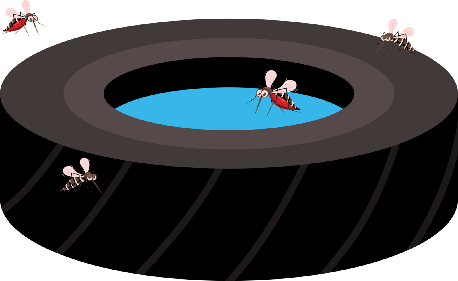Mosquito living in car wheel illustration png
