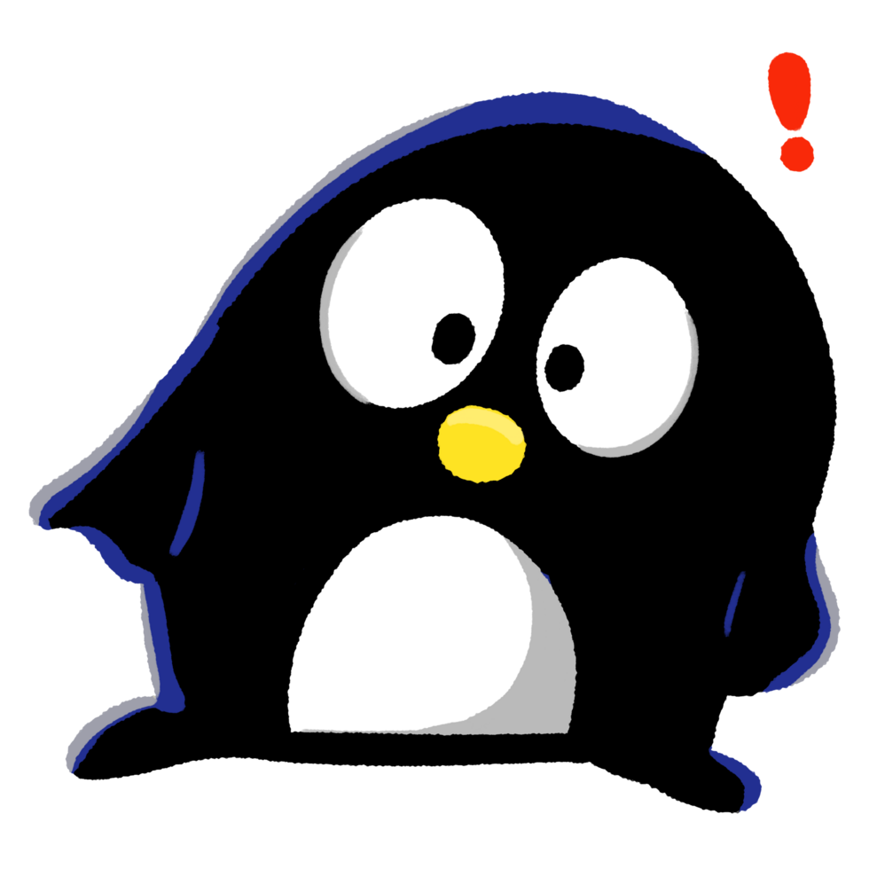 Cartoon penguin shock illustration, cute cartoon penguin character isolated design drawing png