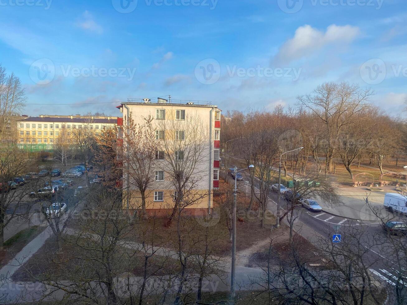 The view from the window on the morning city photo