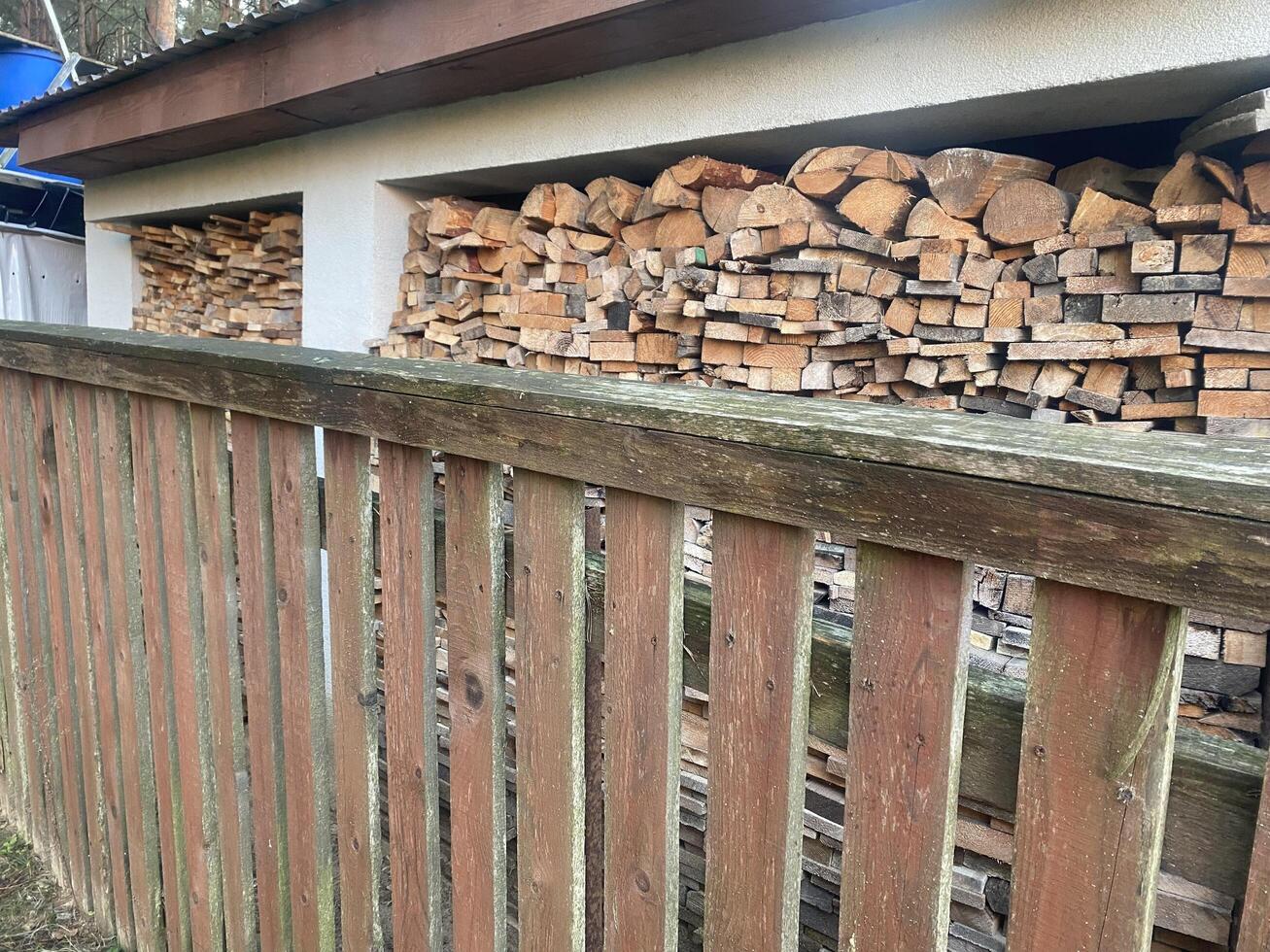 Firewood under a canopy photo