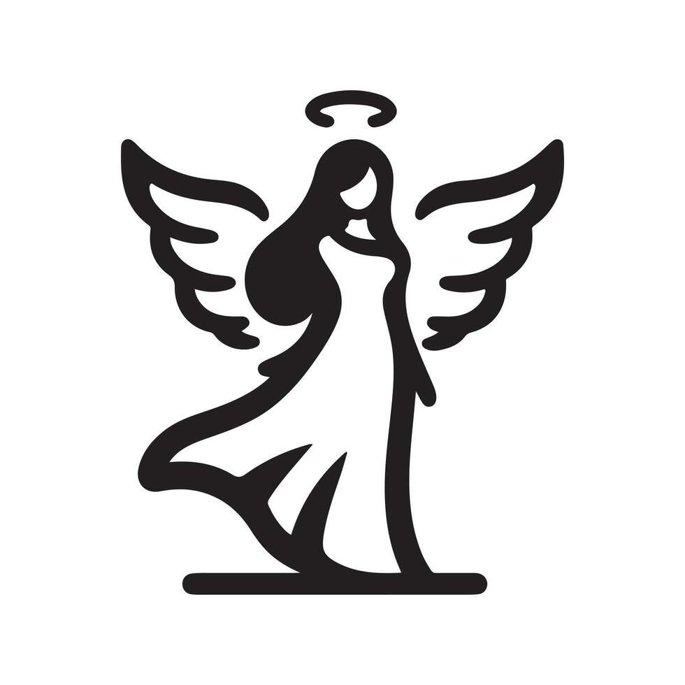 Stylish Angel Silhouette Vectors for Artistic, Religious, and Spiritual Designs