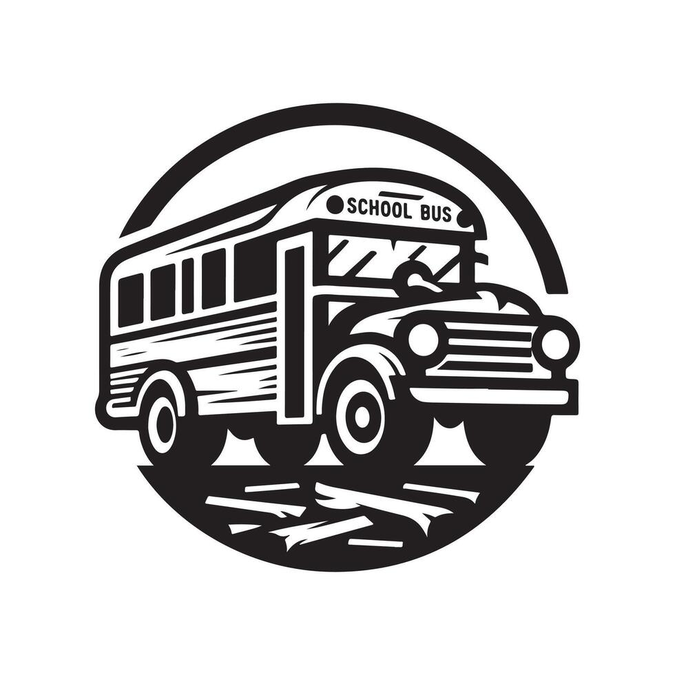 Stylish School Bus Silhouette Vectors for Teaching and Transportation