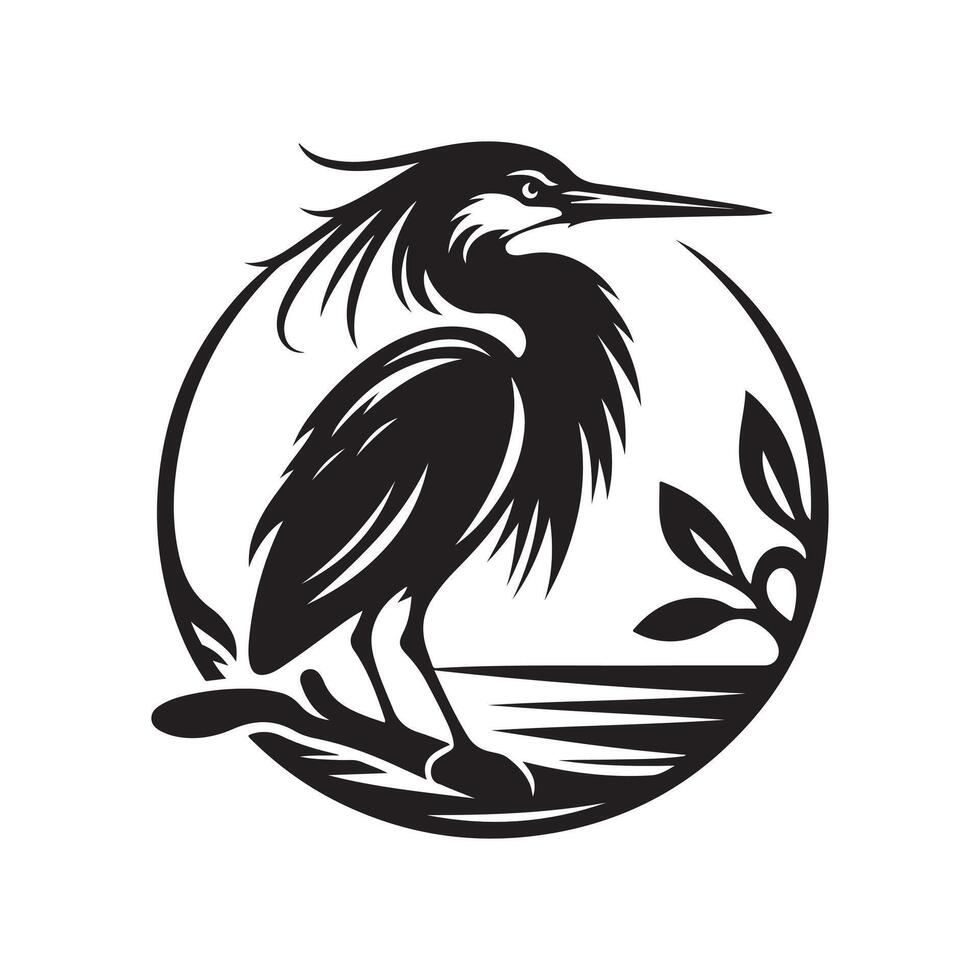 Green Heron Silhouette Vectors Perfect for Bird-Themed Scrapbooks