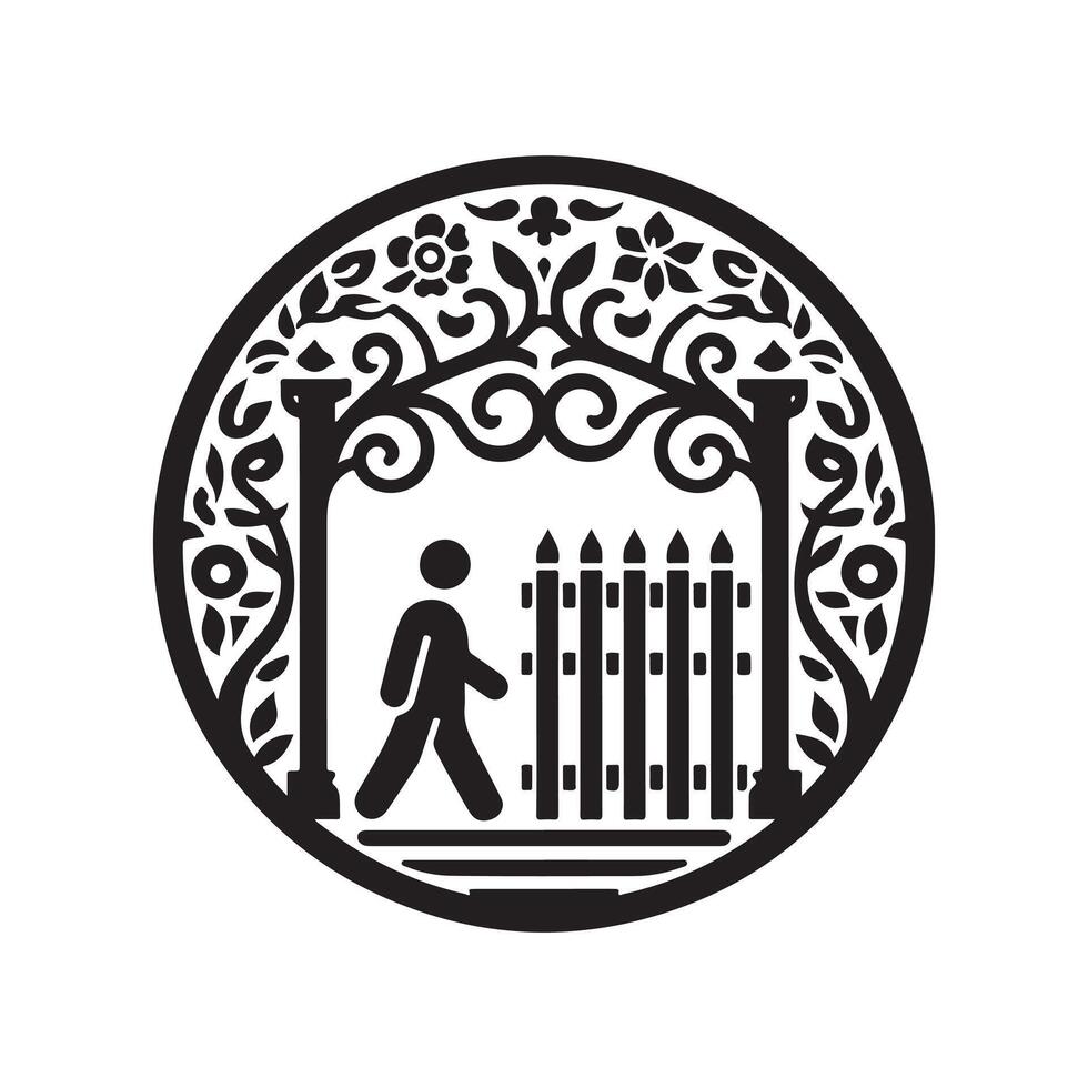 Download Pedestrian Gate Silhouettes for Architectural and Landscaping Projects vector