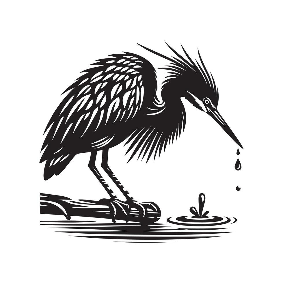 Green Heron Silhouette Vectors Ideal for Environmental and Nature Designs