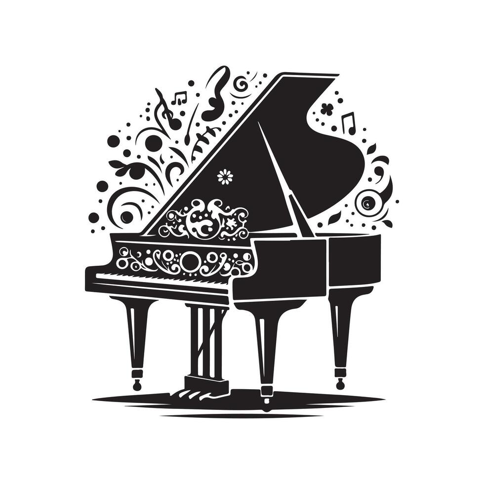 Piano Silhouette Vectors for Album Art and Concert Graphics