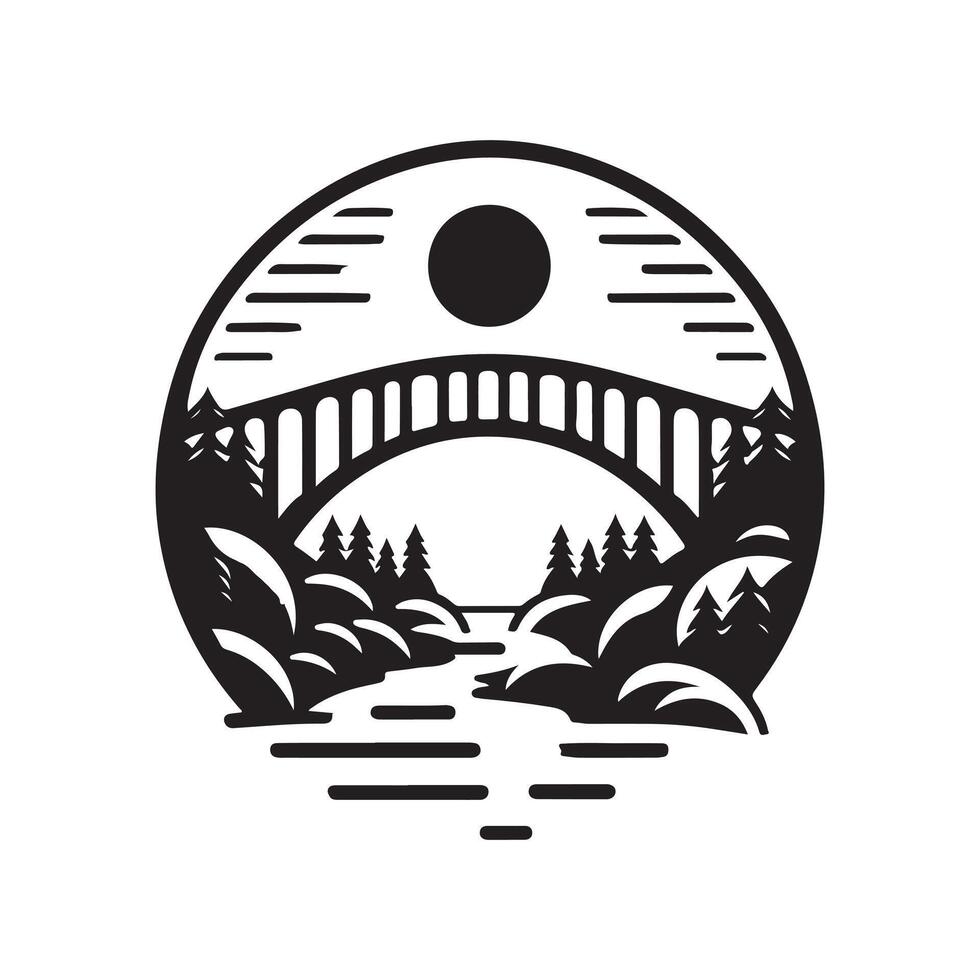 Creative Over Bridge Silhouette Vectors for Scenic Posters and Ads