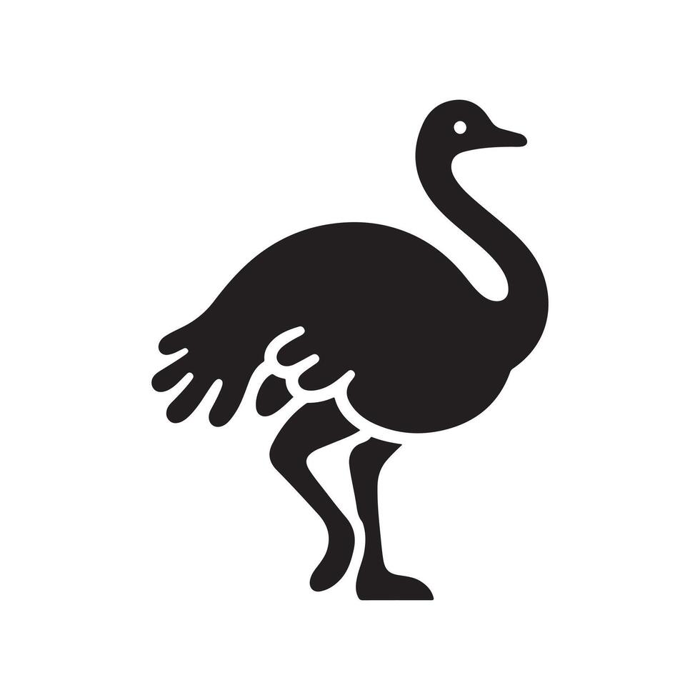 Ostrich Silhouette Vectors Illustrations for Zoo and Wildlife Graphics