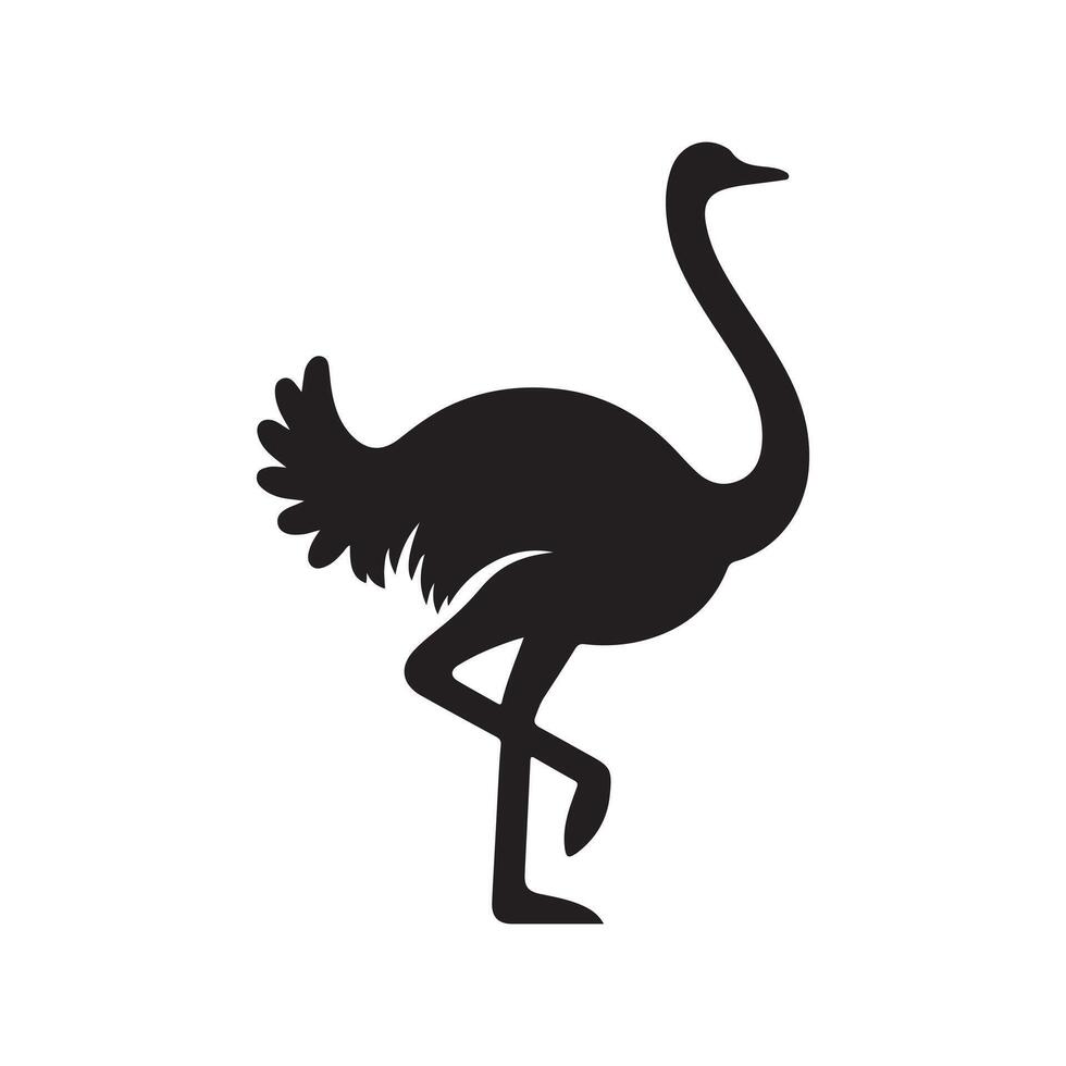 Elegant Ostrich Silhouette Vectors Illustrations for Safari Graphics