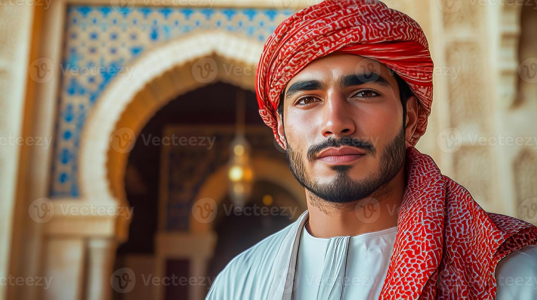 Arab man in a Muslim shirt photo