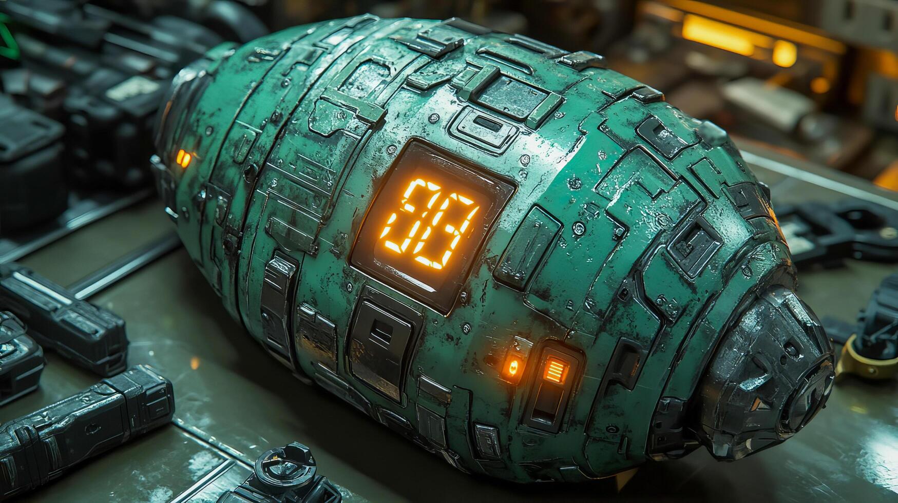 Grenade with metal case and luminous digital timer photo