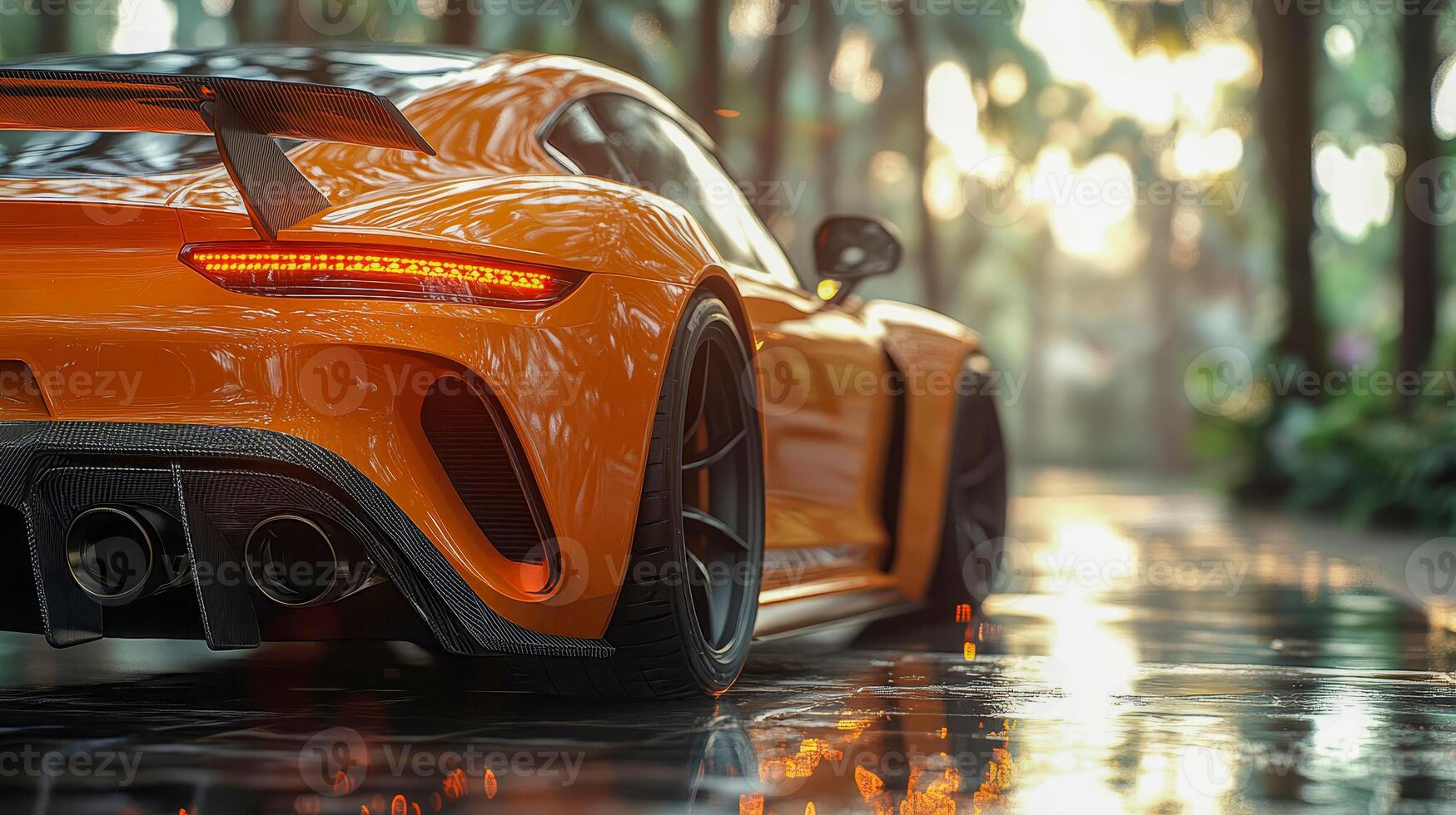 A close-up of the rear view of a high-performance car photo