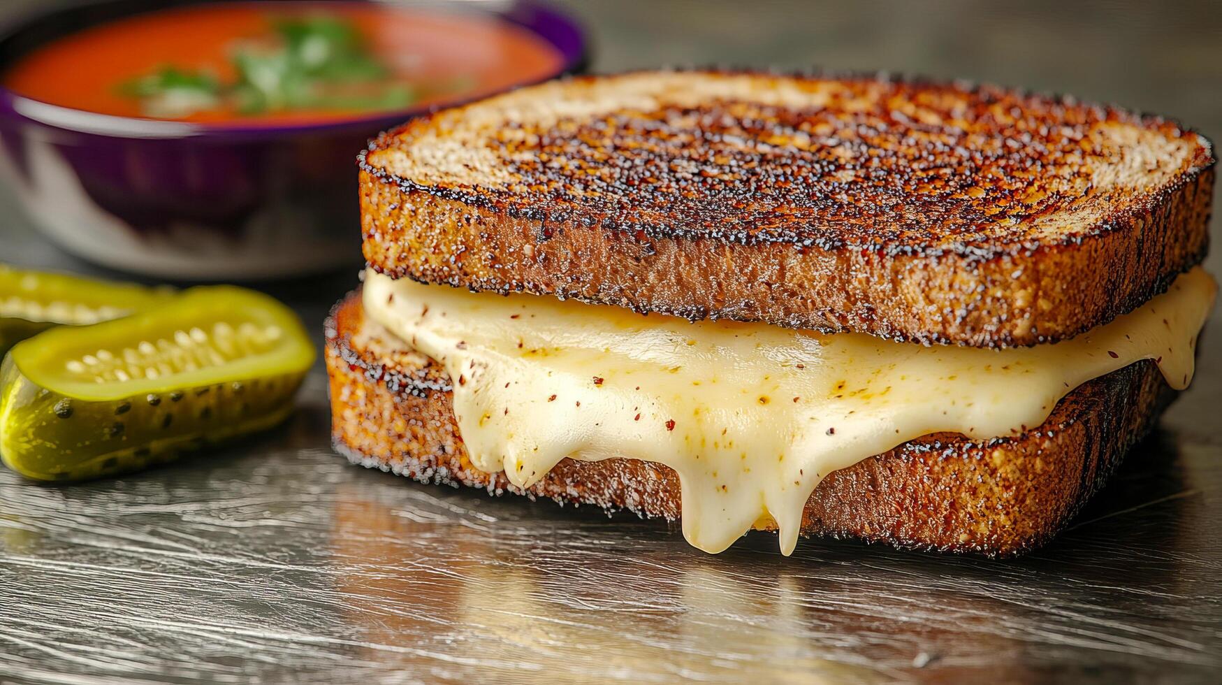 Classic grilled cheese sandwich with crispy photo