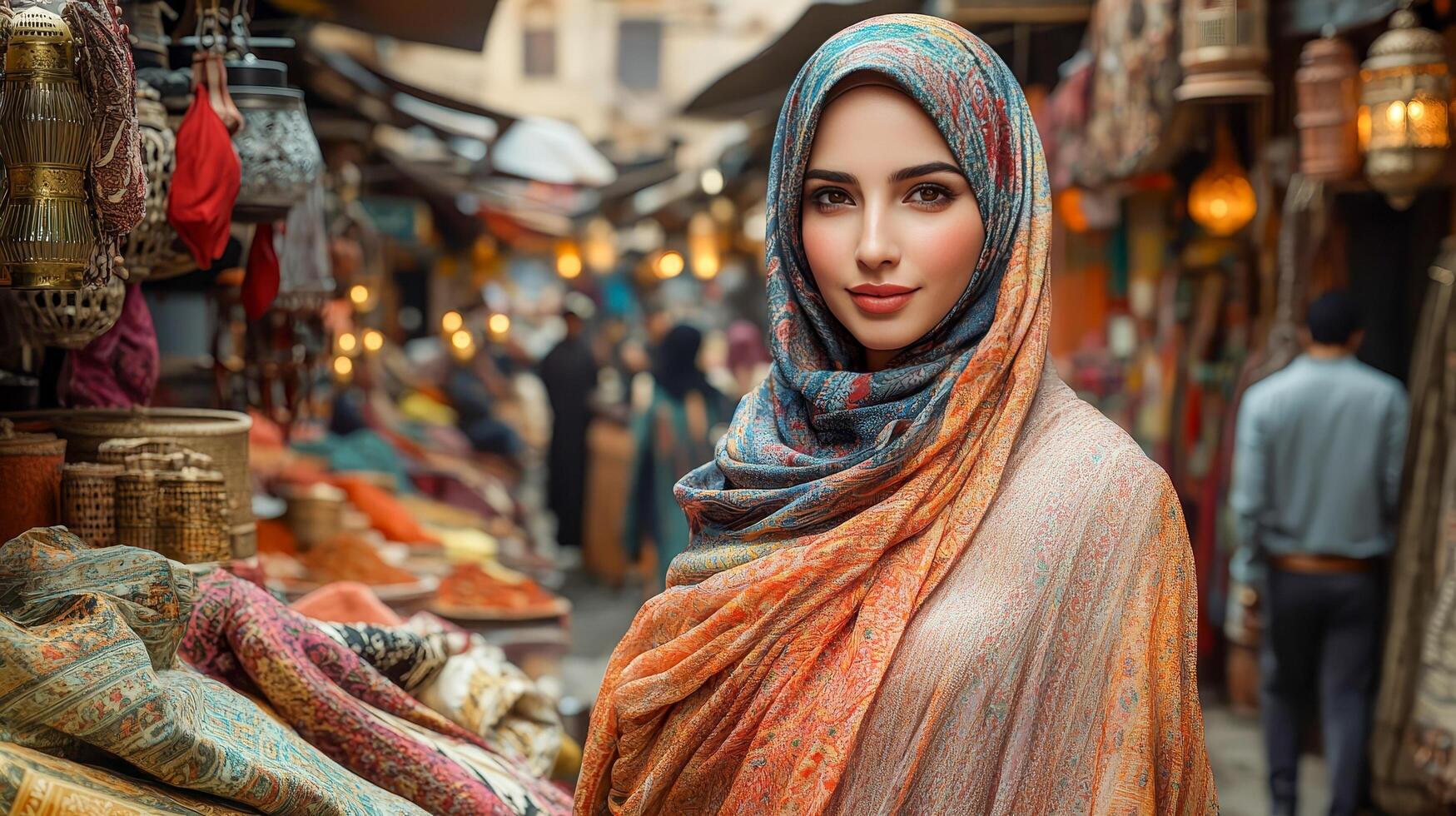 Arab woman in colorful hijab photo