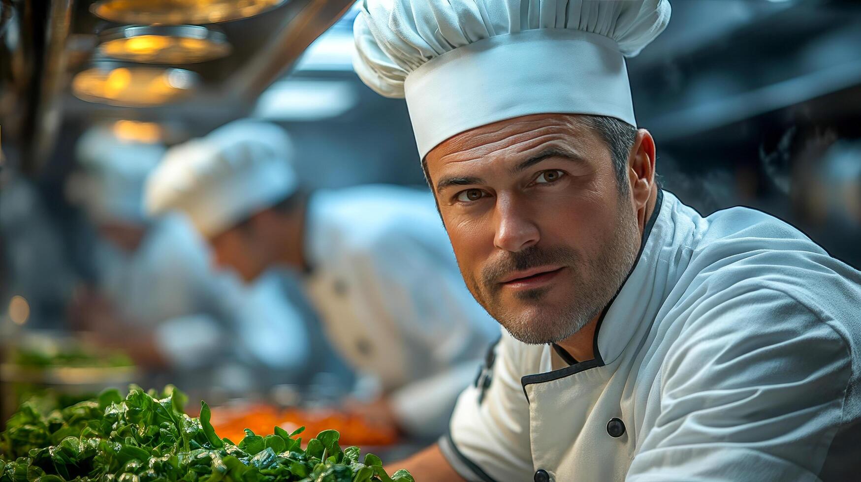 Close-up of the chef in the kitchen photo
