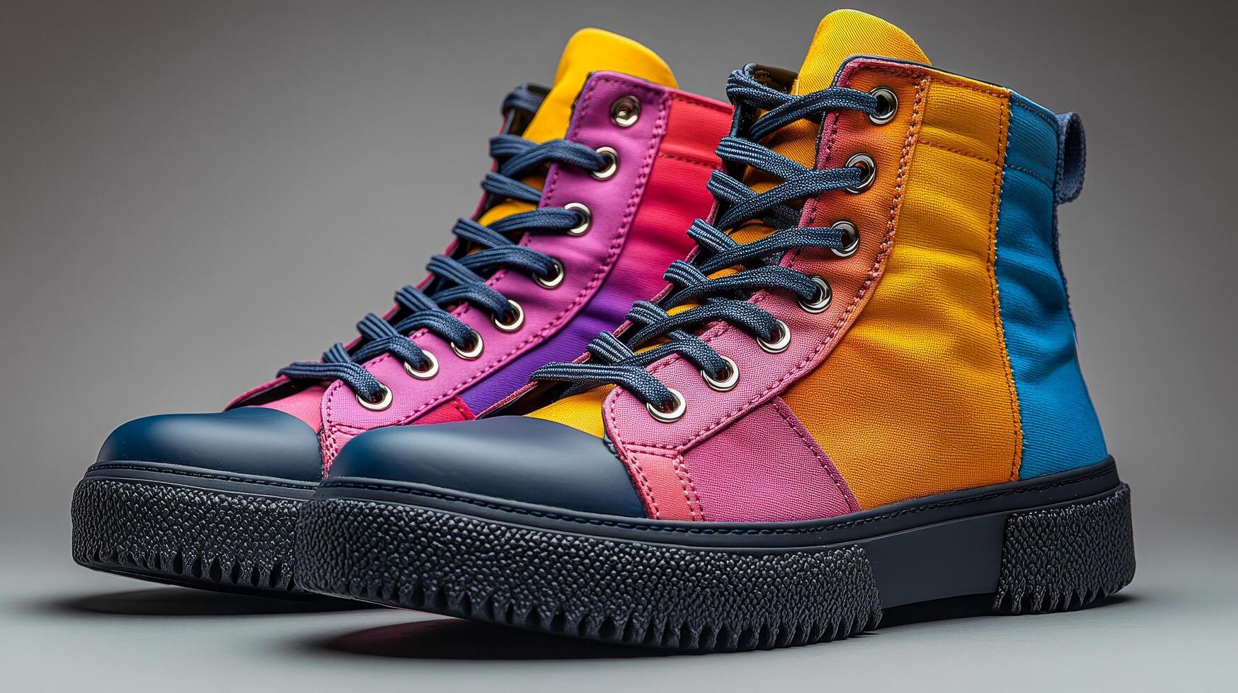 A pair of modern, colorful sneakers photo