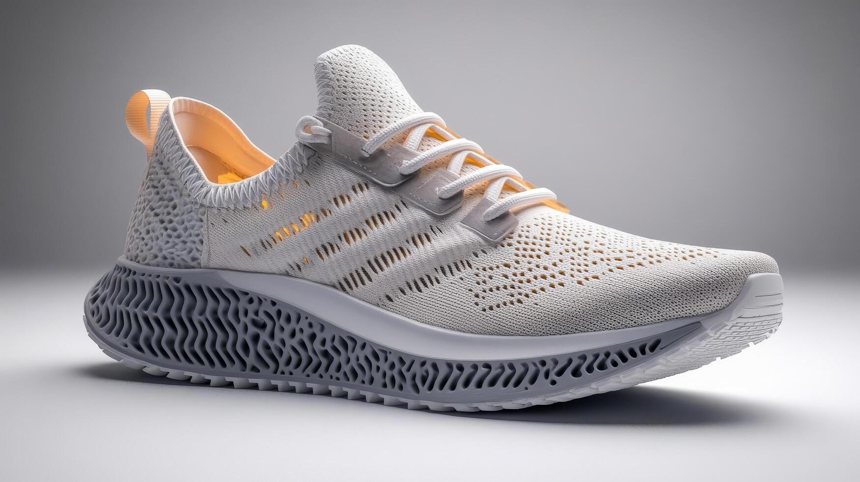 Modern running sneaker, mesh upper and rubber sole photo