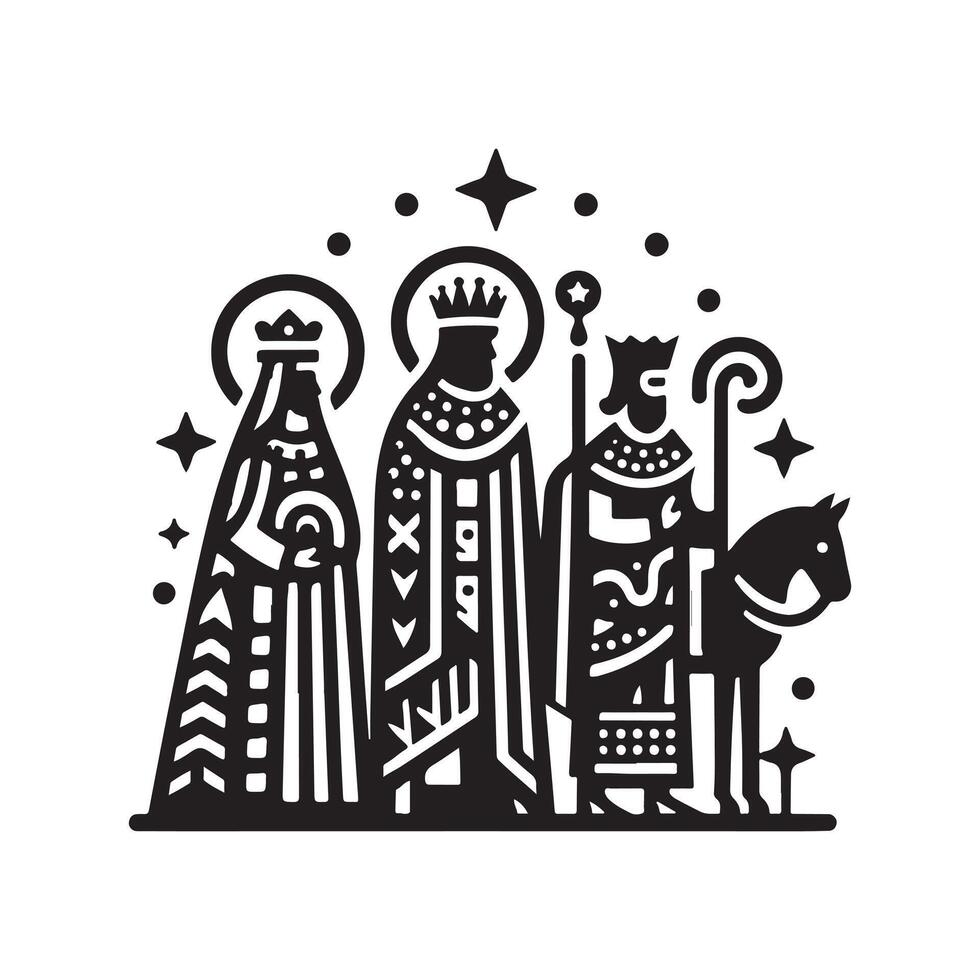 Festive Reyes Magos Silhouettes for Graphic Design Projects vector