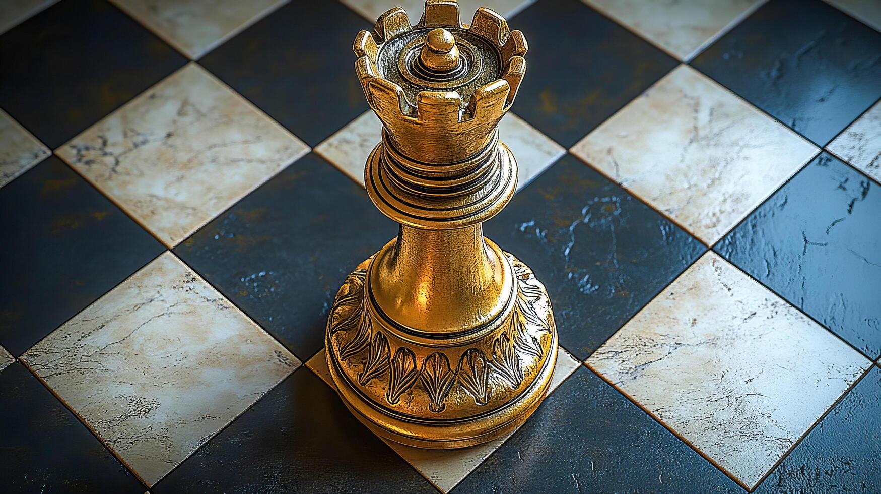 Top-down view of a golden chess piece photo