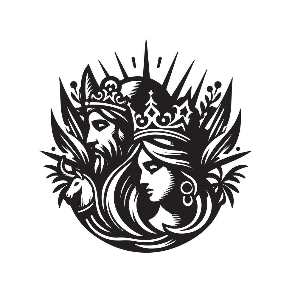 Reyes Magos Silhouette Illustrations for Nativity-Themed Graphics vector