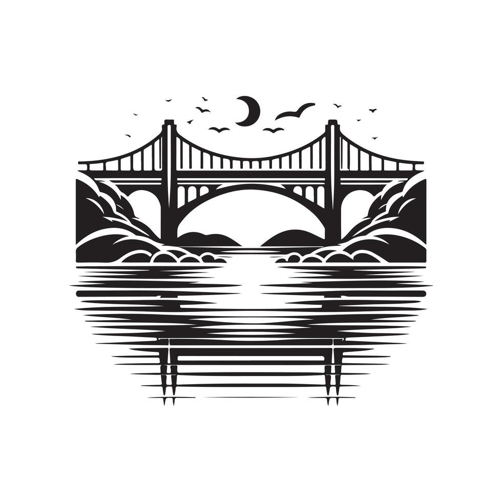 Stylized Over Bridge Silhouette Vectors for Architectural Presentations