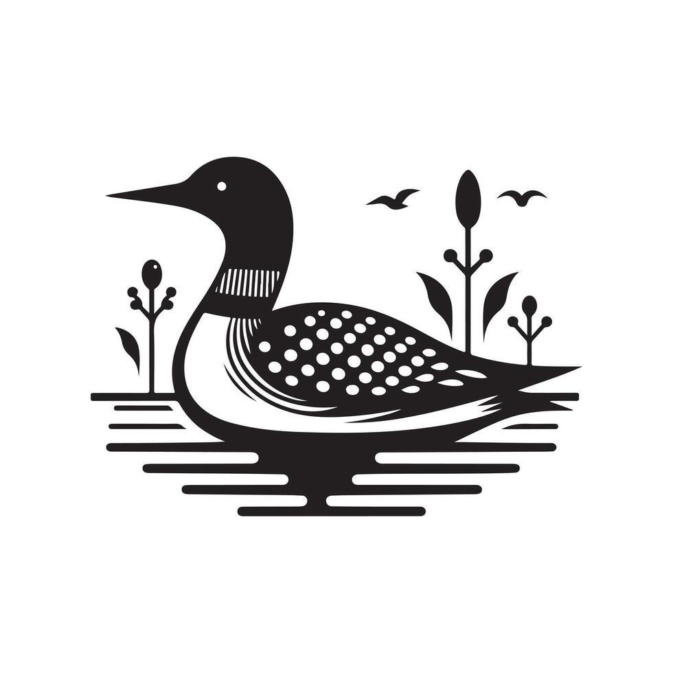 Common Loon Silhouette Vectors for Conservation and Habitat Graphics