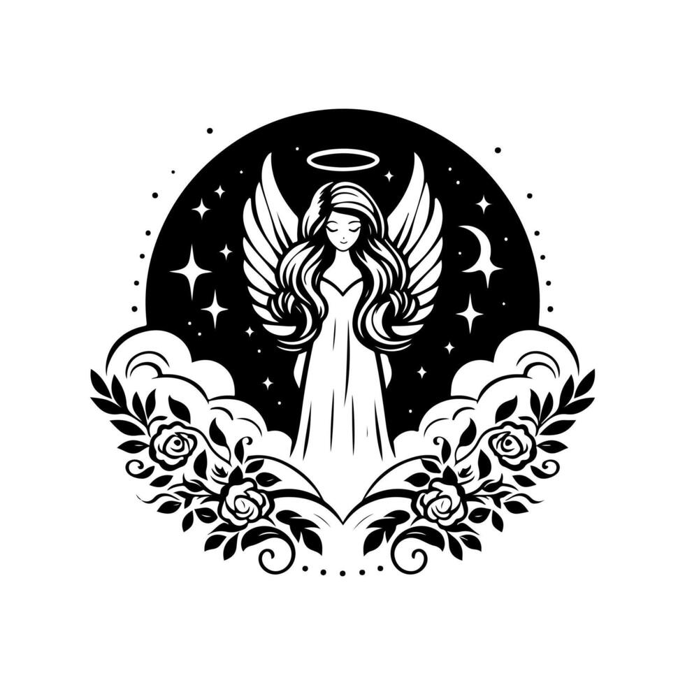 Elegant Angel Silhouette Vectors for Decorative and Inspirational Projects
