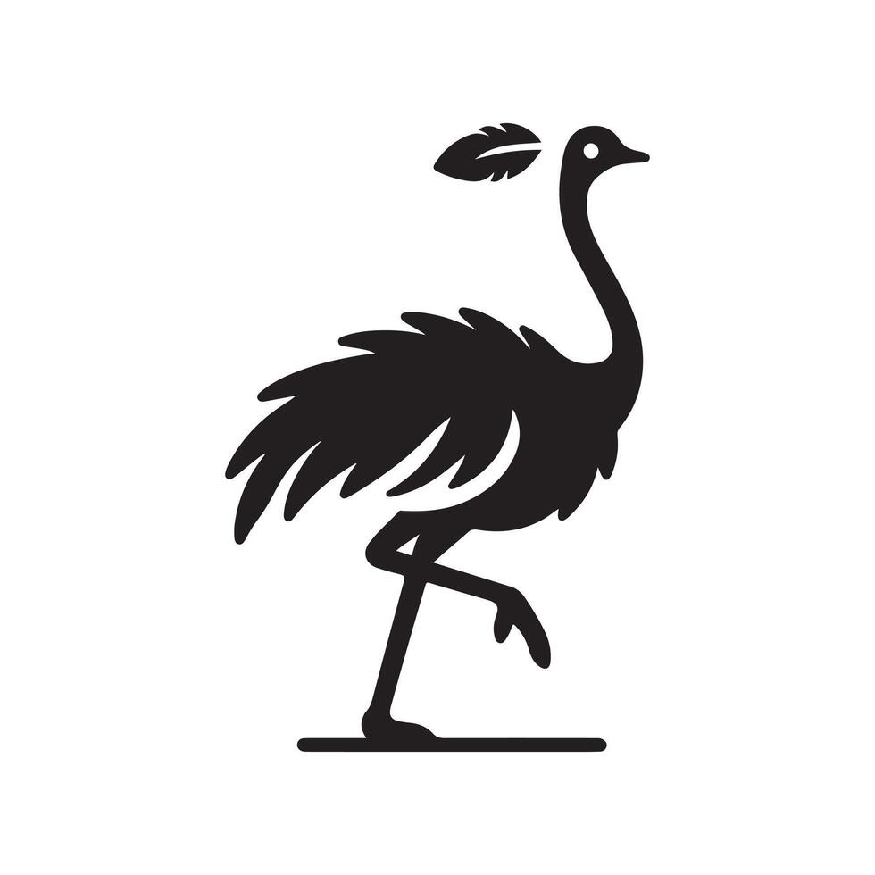 High-Quality Ostrich Silhouette Vectors for Wildlife Art Projects