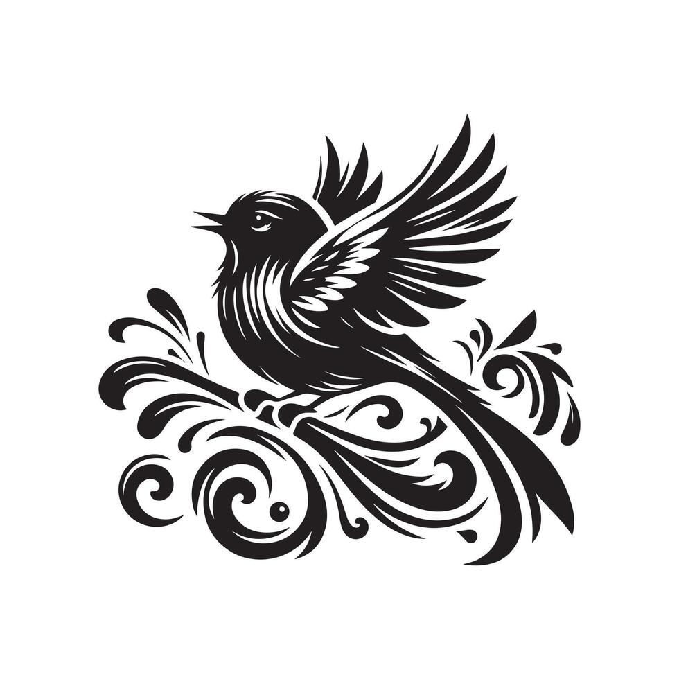 Nightingale Silhouette Vectors for Bird Watching and Wildlife Art